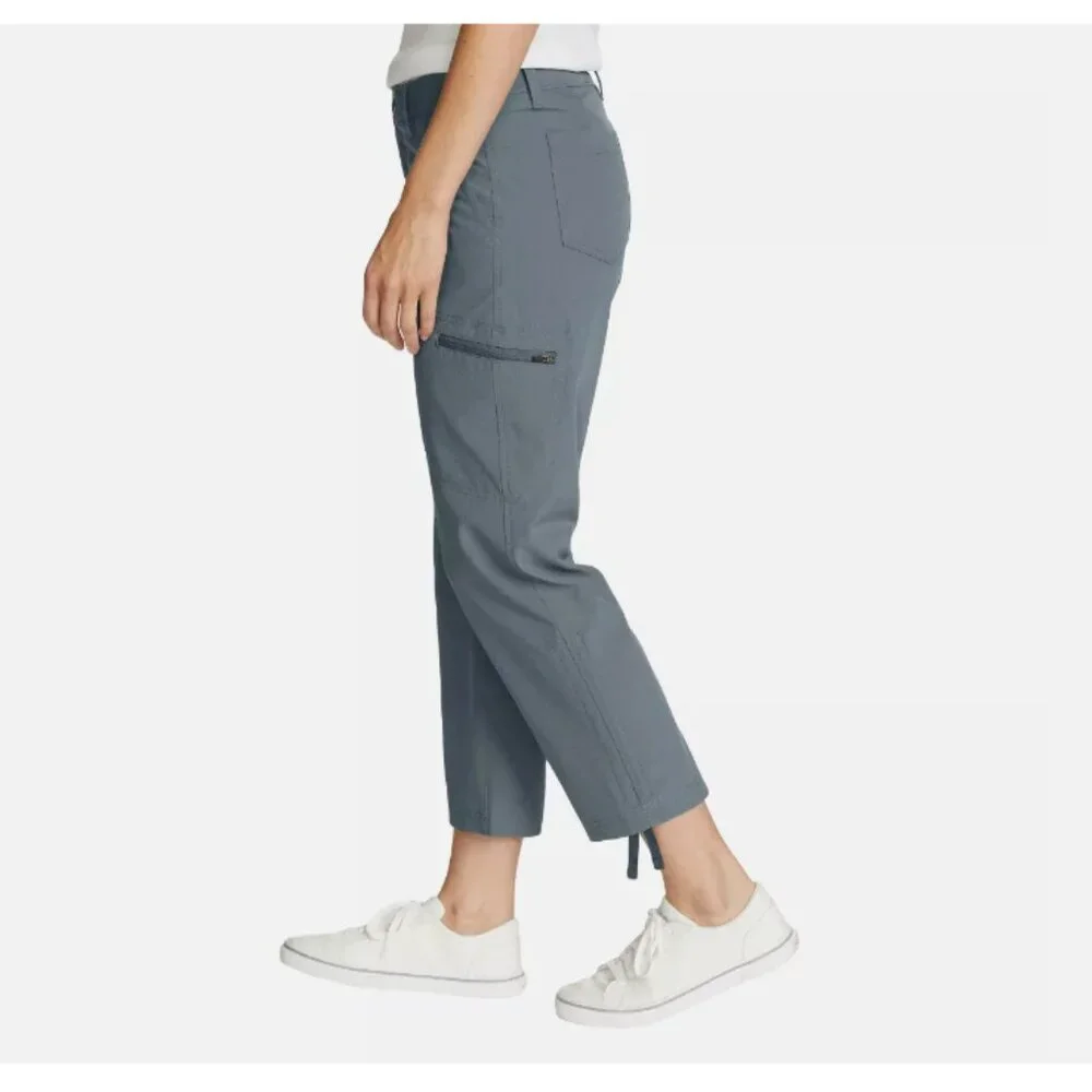 Eddie Bauer Women's Ripstop Capri Stretch Secure Pocket Grey - Picture 2 of 6